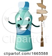 Poster, Art Print Of Bottle Is Holding Road Direction Sign
