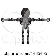 Poster, Art Print Of Droid Containing Round Head And Heavy Upper Chest And No Chest Plating And Ultralight Foot Exosuit Dirty Black T-Pose