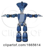 Poster, Art Print Of Droid Containing Flat Elongated Skull Head And Light Chest Exoshielding And Prototype Exoplate Chest And Light Leg Exoshielding Blue Halftone T-Pose