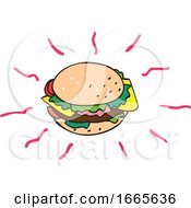 Poster, Art Print Of Cheeseburger Cartoon Drawing