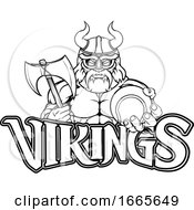 Poster, Art Print Of Viking Tennis Sports Mascot