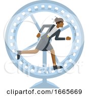 Business Woman Hamster Wheel Stress Concept
