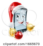 Cell Mobile Phone Christmas Mascot In Santa Hat