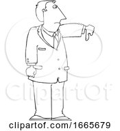 Lineart Business Man Holding A Thumb Down