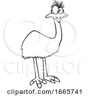 Poster, Art Print Of Cartoon Black And White Emu Bird