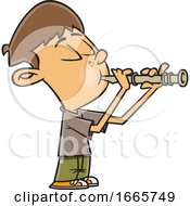 Cartoon Boy Playing A Recorder by toonaday
