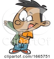 Poster, Art Print Of Cartoon Boy Putting On A Jacket