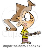 Cartoon Girl Playing A Ukulele