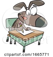 Poster, Art Print Of Cartoon Dog Sitting At A Desk In Obedience School