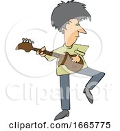 Cartoon Rock And Roller Playing A Guitar