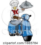 Poster, Art Print Of Eagle Chef Scooter Delivery Mascot