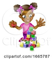 Poster, Art Print Of Girl Playing With Building Blocks