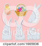 Bunny Rabbits And Easter Basket
