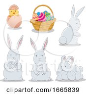 Poster, Art Print Of Bunny Rabbits And Easter Basket