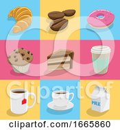 Poster, Art Print Of Coffee And Dessert Icons