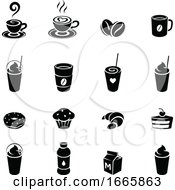 Poster, Art Print Of Black And White Coffee Icons