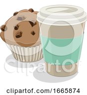 Take Out Coffee Cup And Muffin