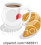 Poster, Art Print Of Coffee Mug And Croissant