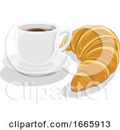 Poster, Art Print Of Coffee Cup And Croissant