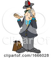 Poster, Art Print Of Cartoon Salesman Talking On A Phone