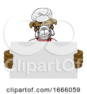 Poster, Art Print Of Bulldog Chef Cartoon Restaurant Mascot Sign