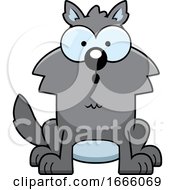 Cartoon Surprised Gray Wolf