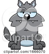 Cartoon Bored Gray Wolf