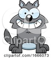 Poster, Art Print Of Cartoon Grinning Gray Wolf
