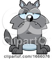 Poster, Art Print Of Cartoon Sad Gray Wolf
