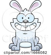 Poster, Art Print Of Cartoon Grinning White Bunny Rabbit