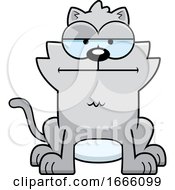 Cartoon Bored Gray Kitty Cat
