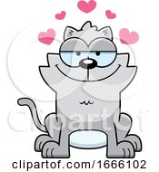 Cartoon Loving Gray Kitty Cat