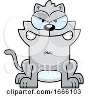Cartoon Mad Gray Kitty Cat