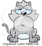 Cartoon Sad Gray Kitty Cat
