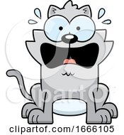 Cartoon Scared Gray Kitty Cat
