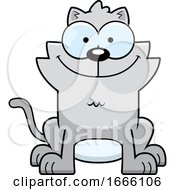 Poster, Art Print Of Cartoon Gray Kitty Cat