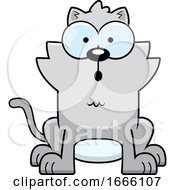 Cartoon Surprised Gray Kitty Cat
