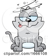 Cartoon Drunk Gray Kitty Cat