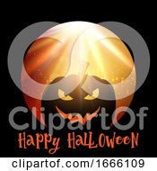 Poster, Art Print Of Halloween Background With Spooky Pumpkin