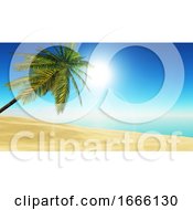 Poster, Art Print Of 3d Tropical Landscape With Palm Tree On Beach