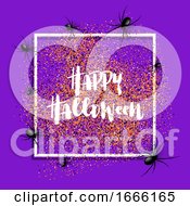 Poster, Art Print Of Halloween Background With Spiders On White Frame
