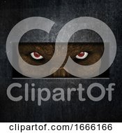 Poster, Art Print Of 3d Demonic Creature Staring Through A Slot In A Door