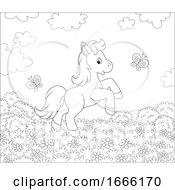 Poster, Art Print Of Black And White Cute Pony
