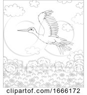 Poster, Art Print Of Black And White Flying Stork