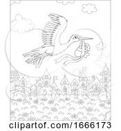Poster, Art Print Of Black And White Flying Stork With A Baby
