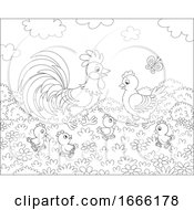Poster, Art Print Of Black And White Chicken Family