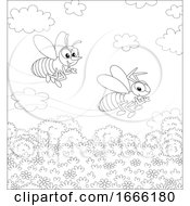 Poster, Art Print Of Black And White Racing Bee And Wasp