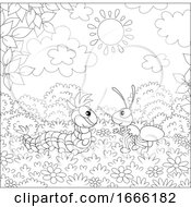 Poster, Art Print Of Black And White Caterpillar And Ant