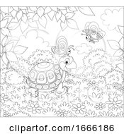 Poster, Art Print Of Black And White Tortoise And Butterflies