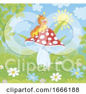 Poster, Art Print Of Caterpillar On A Mushroom
